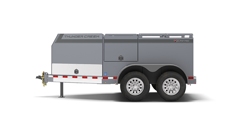 Fuel and Service Trailer (FST) fits 500 gallons of liquid parked in side view